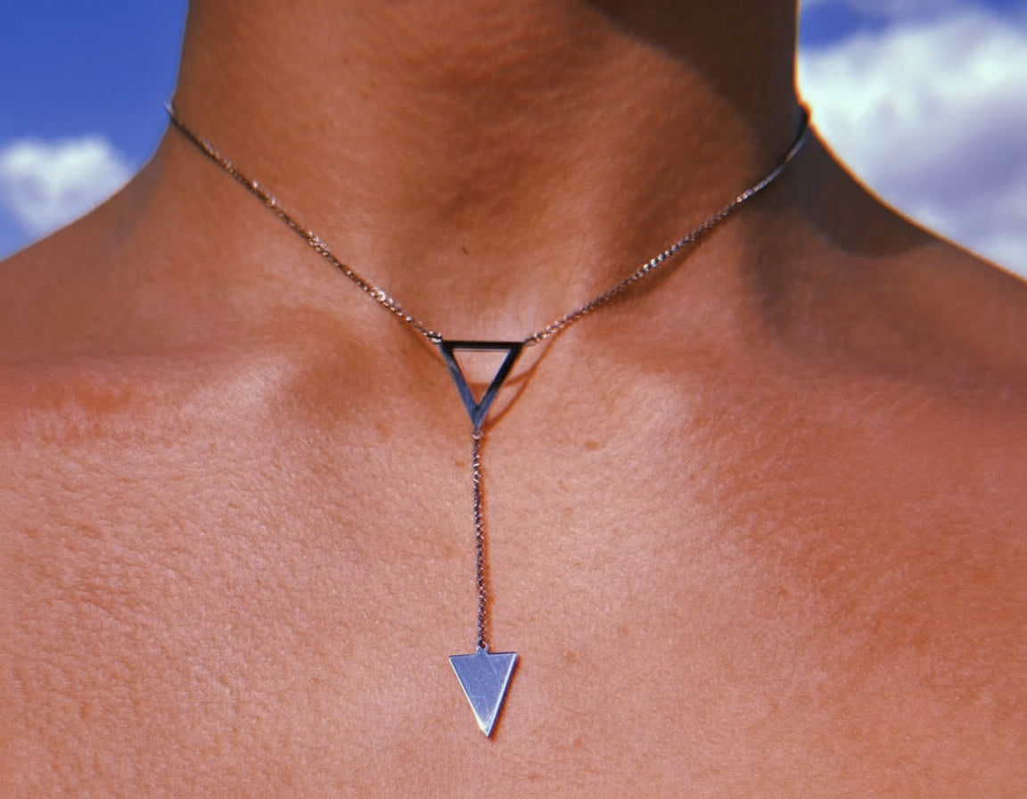 Doudble triangle pendant sliver chain 925 silver