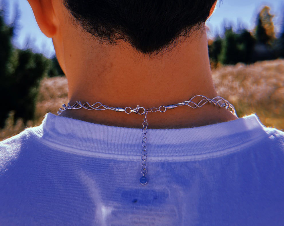 DNA Helix Design Necklace 925 Silver