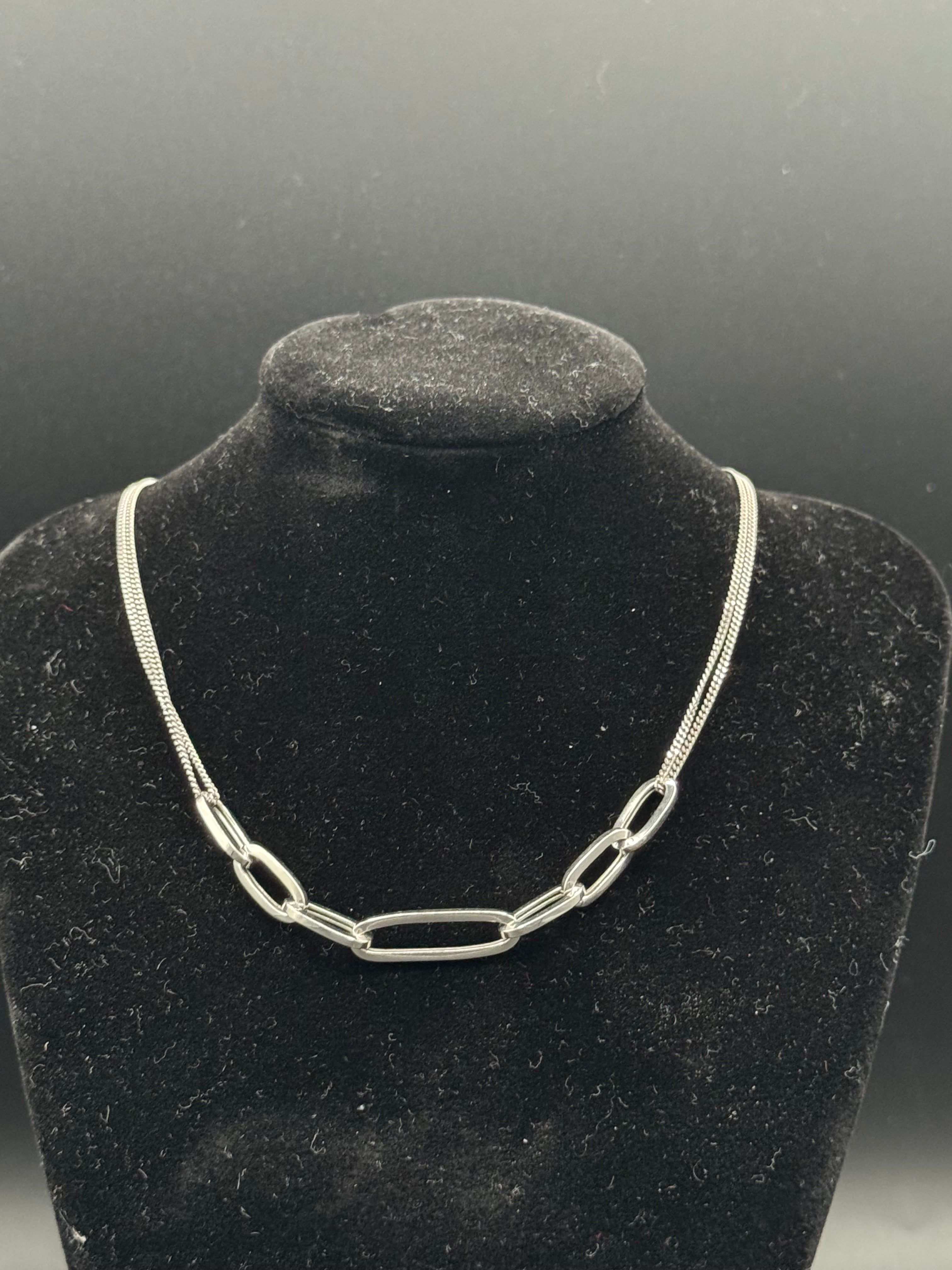 Double Laced Thick Paper Clip Statement Piece 925 silver