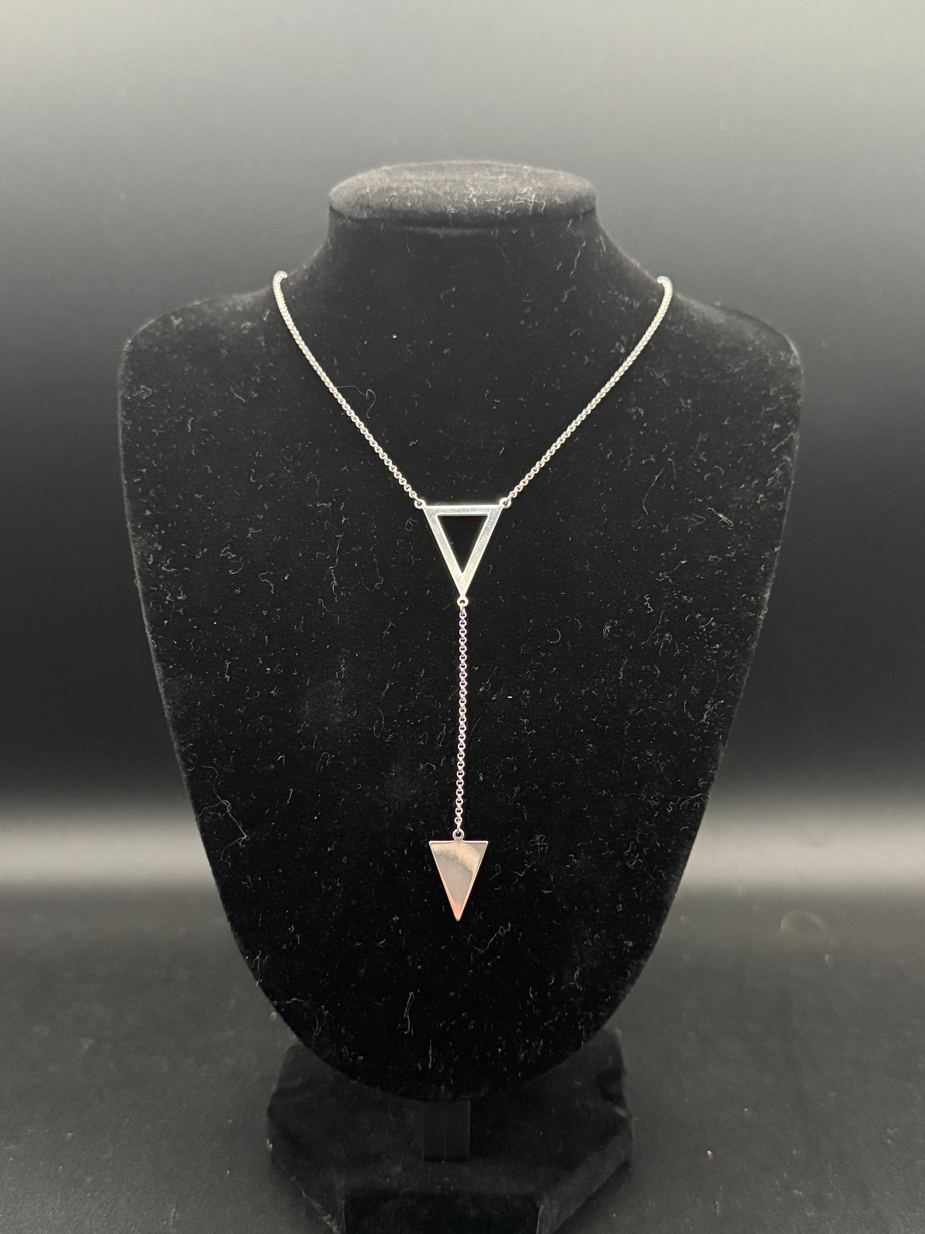 Doudble triangle pendant sliver chain 925 silver